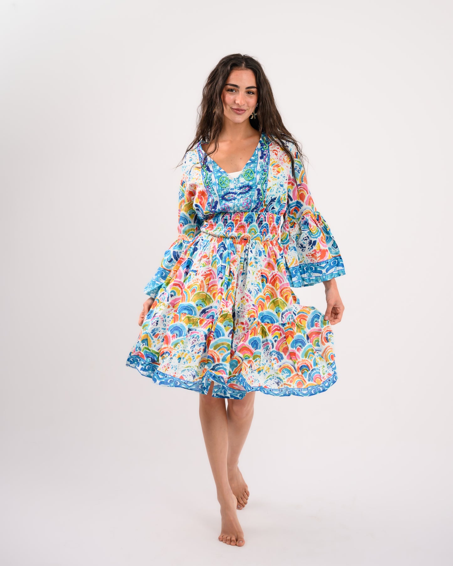 Turquoise Embroidery Beach Dress