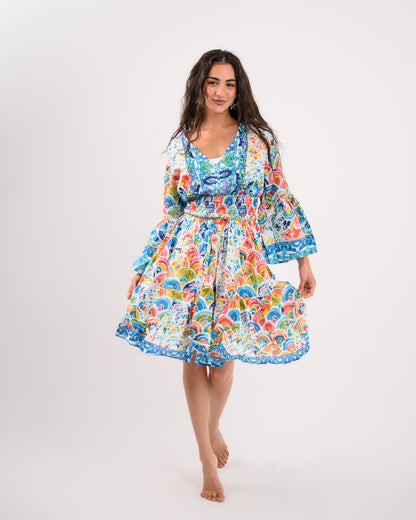 Turquoise Embroidery Beach Dress