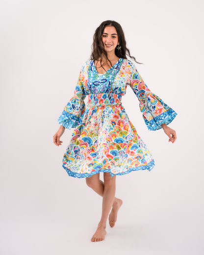 Turquoise Embroidery Beach Dress