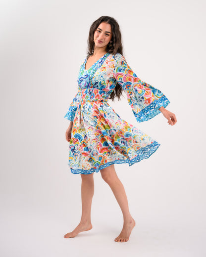 Turquoise Embroidery Beach Dress