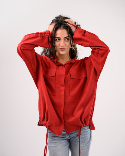 Red Linen Shirt