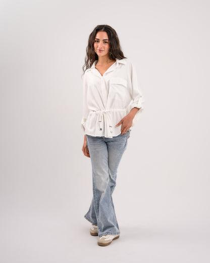 White Shirt with Ribbon