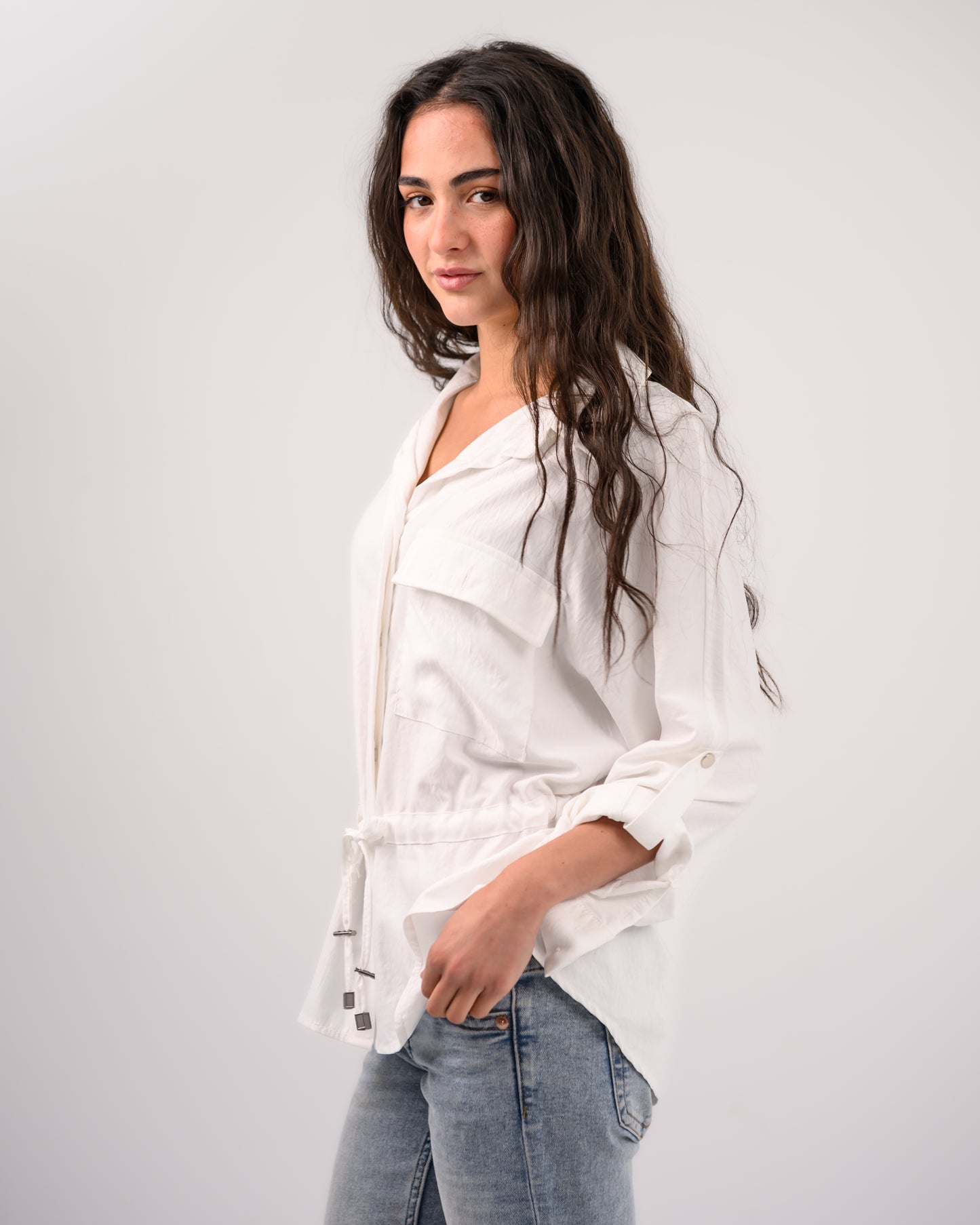 White Shirt with Ribbon