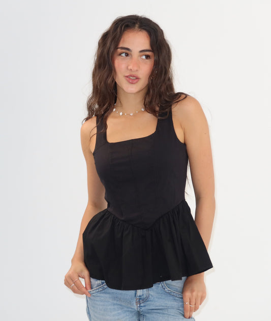 Black Peplum Top