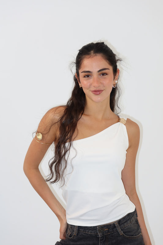 White One Shoulder Top