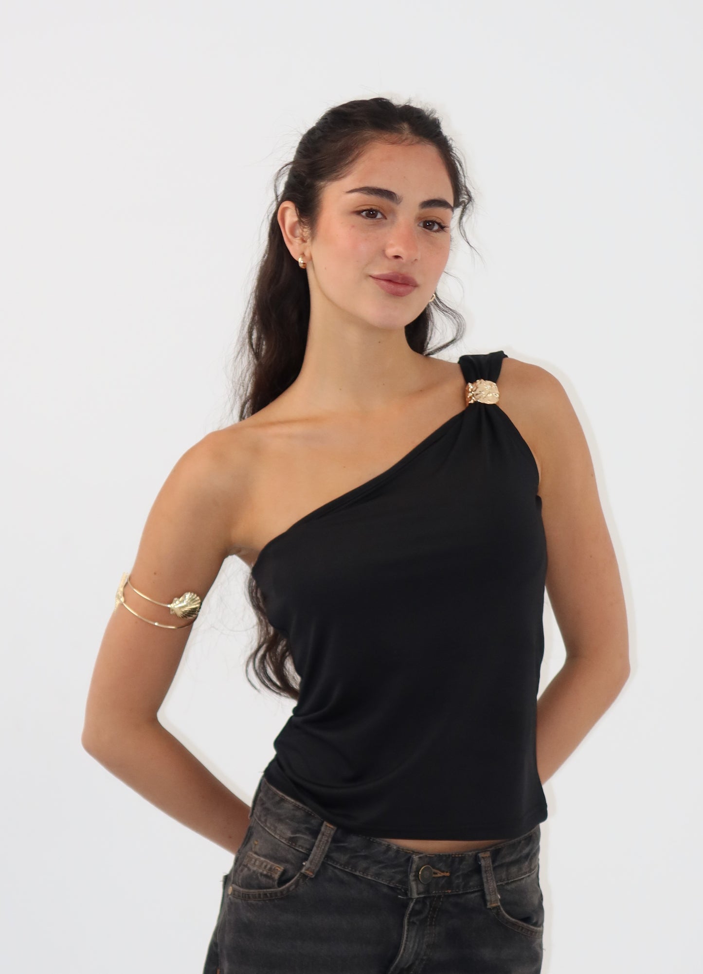 Black One Shoulder Top