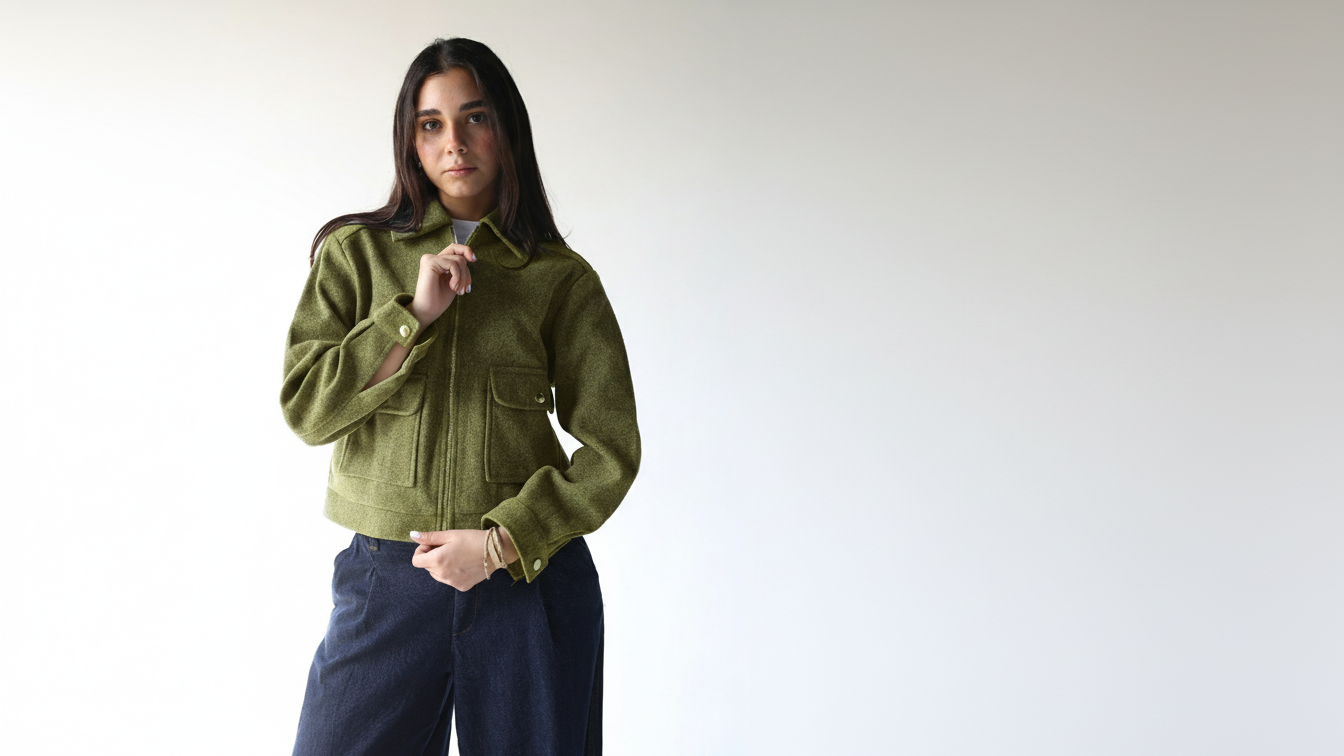 Asmhan - Olive Green Felt Jacket