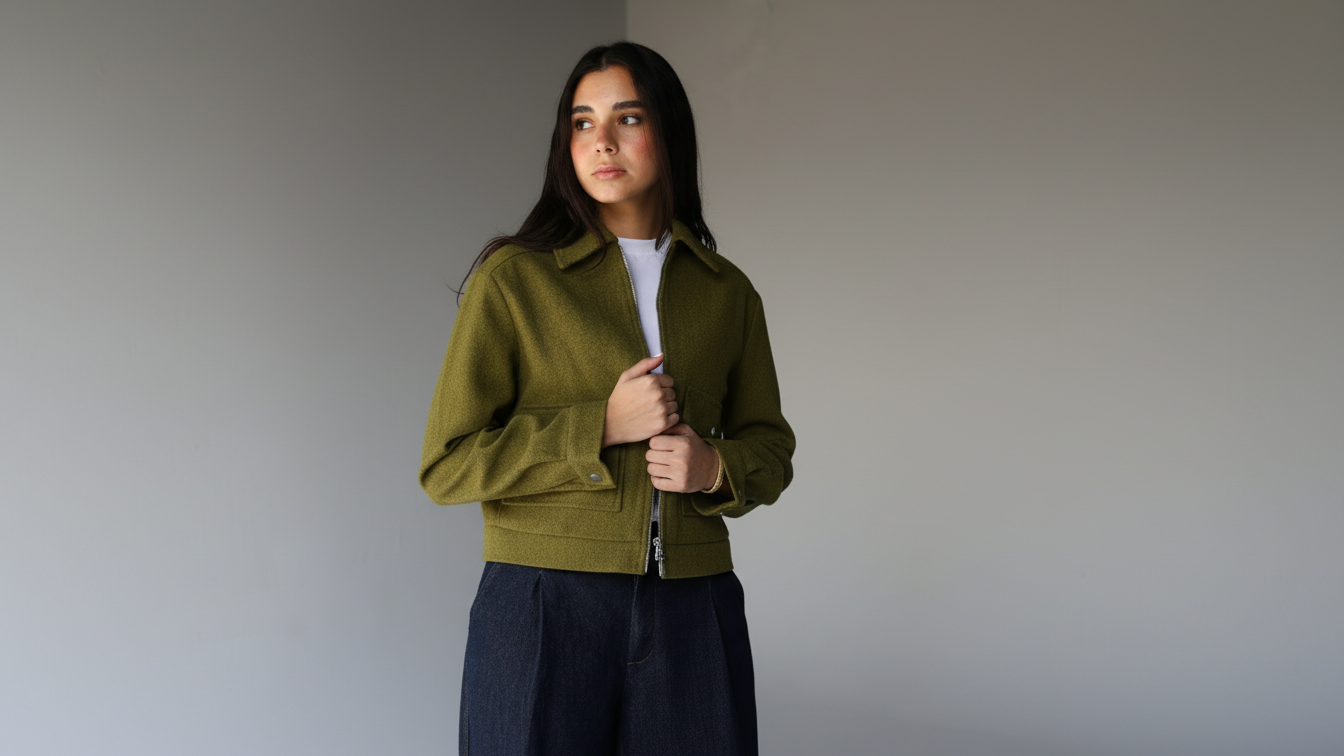 Asmhan - Olive Green Felt Jacket