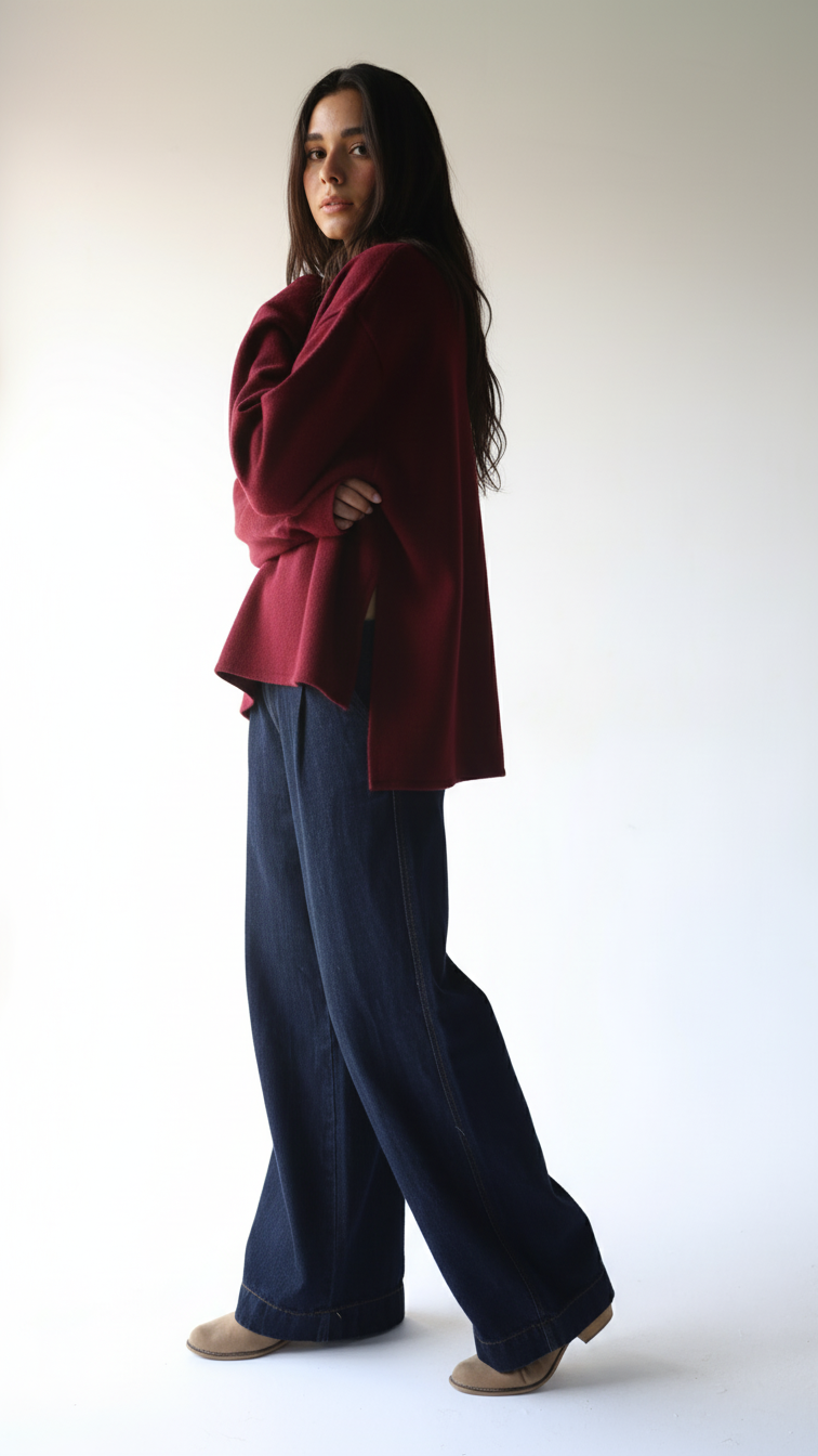 Luna -Dark Red Oversize Pullover