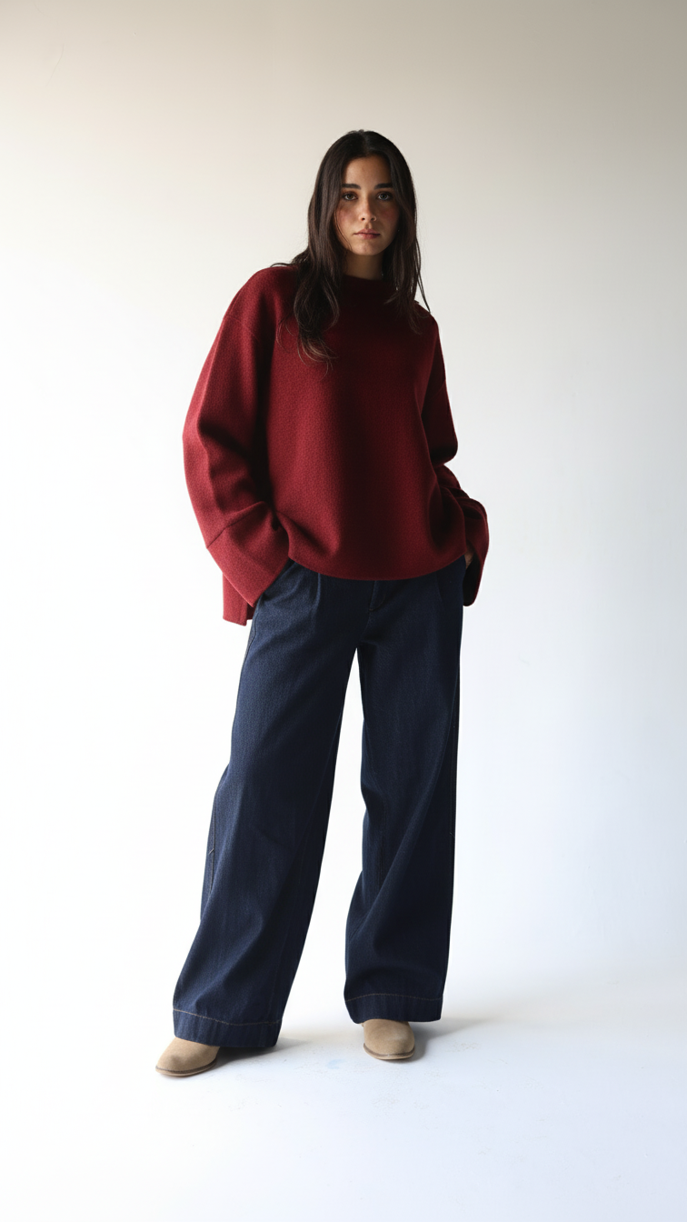 Luna -Dark Red Oversize Pullover