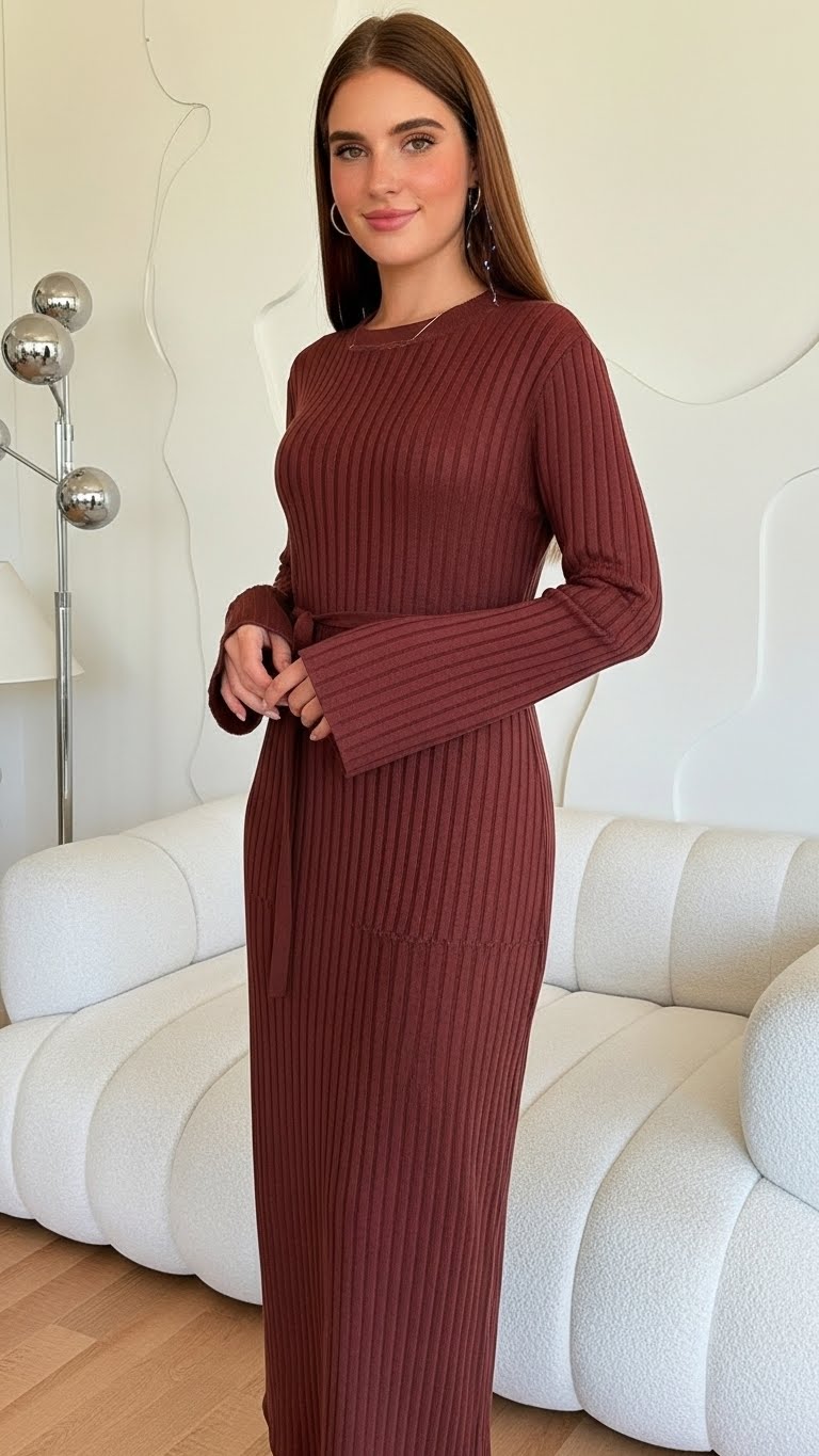 Knit brown dress