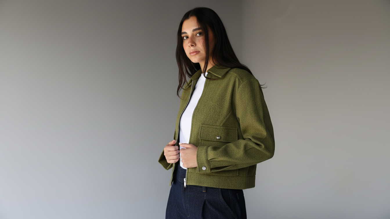 Asmhan - Olive Green Felt Jacket