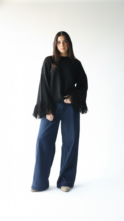 Black knit pullover