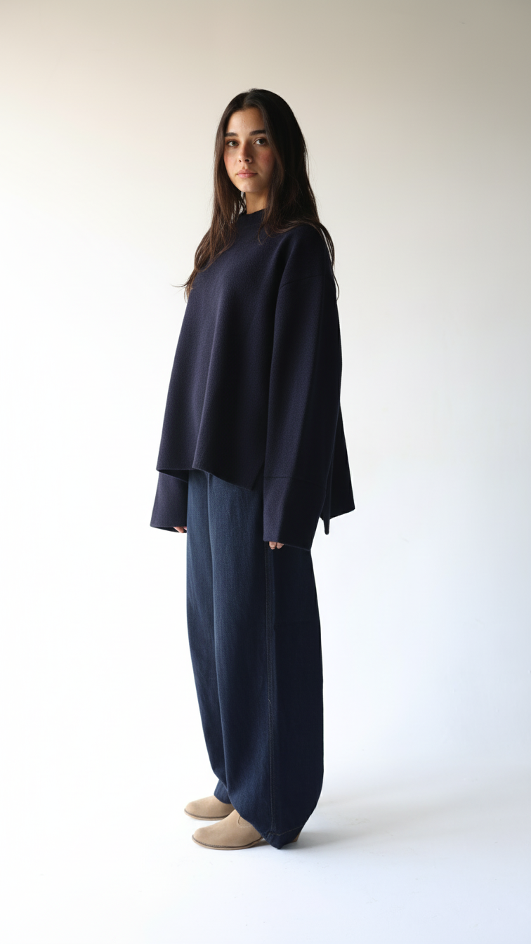 Luna - Navy Blue Oversize Pullover