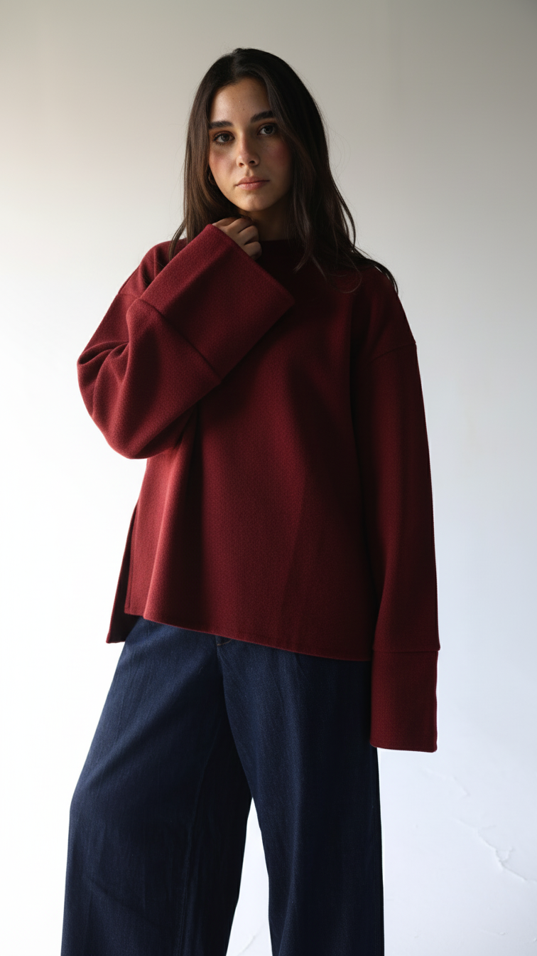 Luna -Dark Red Oversize Pullover