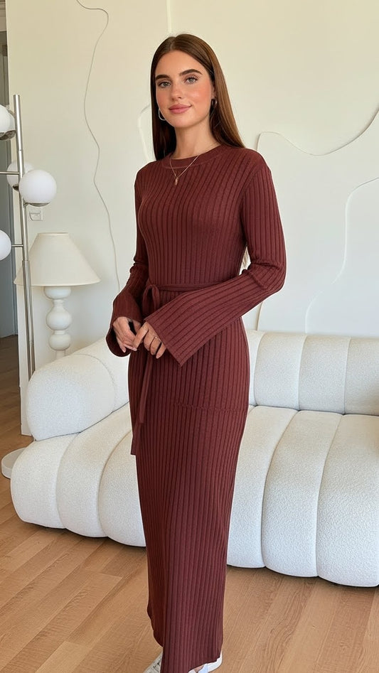Knit brown dress