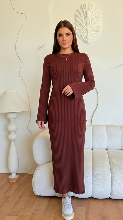 Knit brown dress
