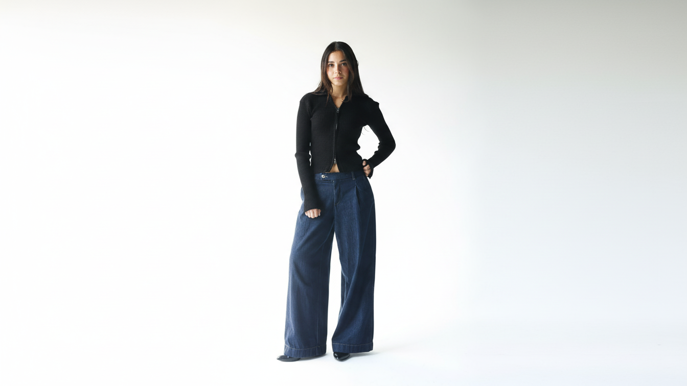 Black knit pullover with zippers