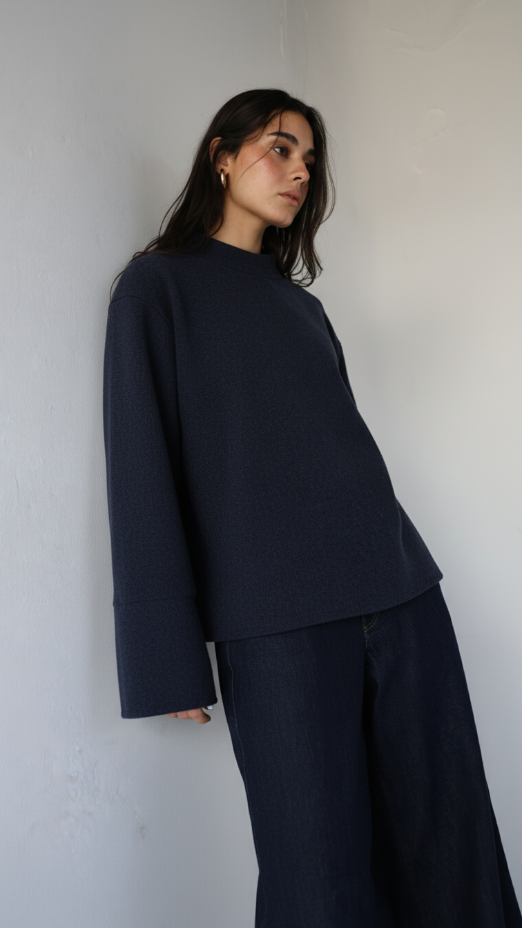 Luna - Navy Blue Oversize Pullover
